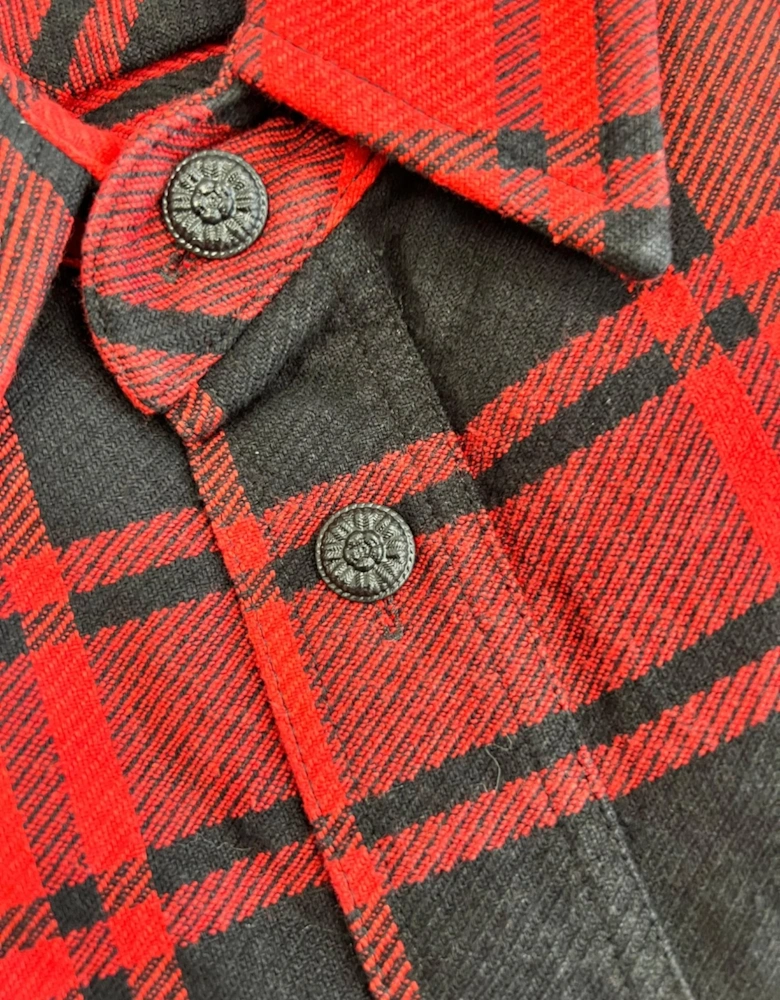Ssense Quote Flannel Shirt Red Black
