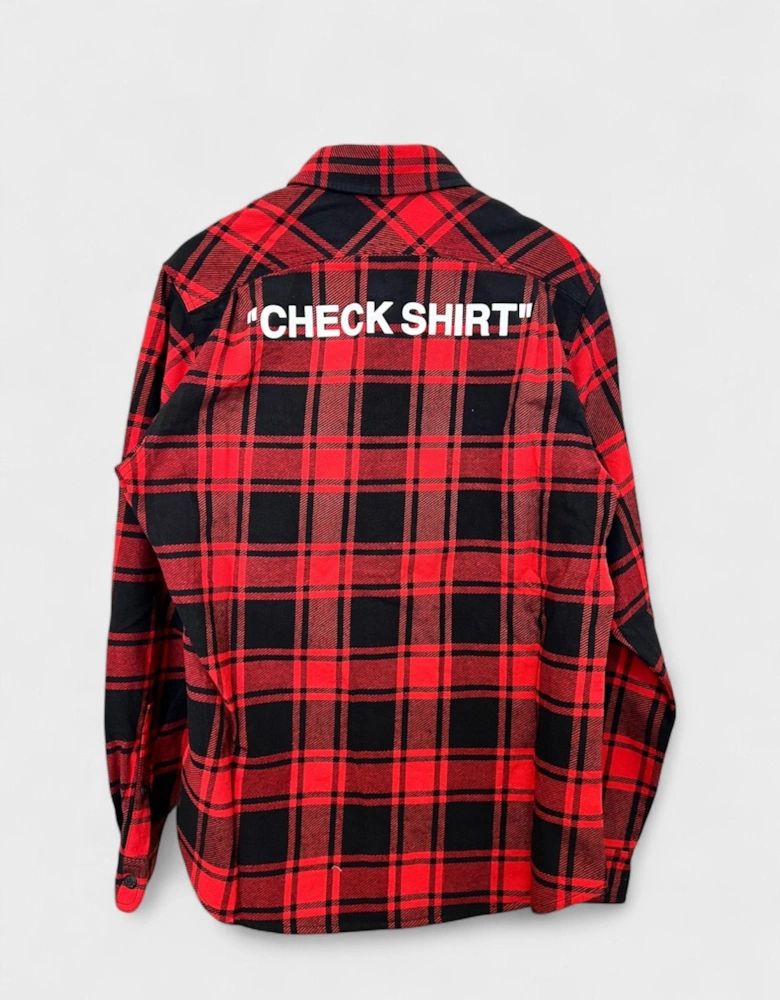 Ssense Quote Flannel Shirt Red Black