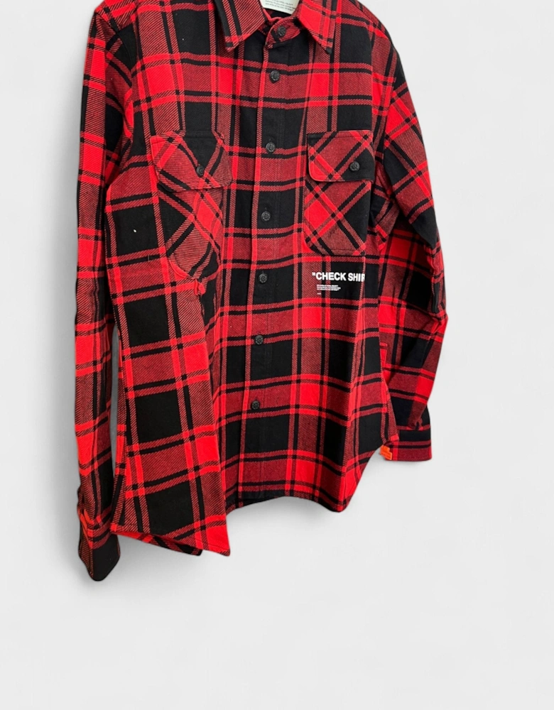 Ssense Quote Flannel Shirt Red Black