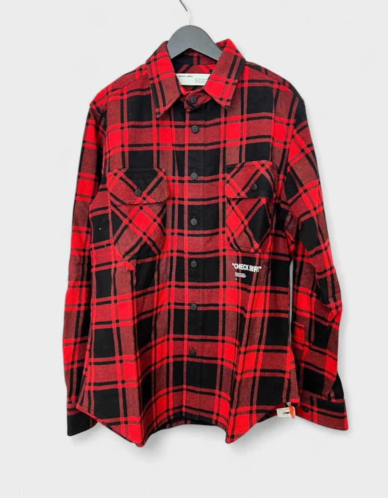 Ssense Quote Flannel Shirt Red Black