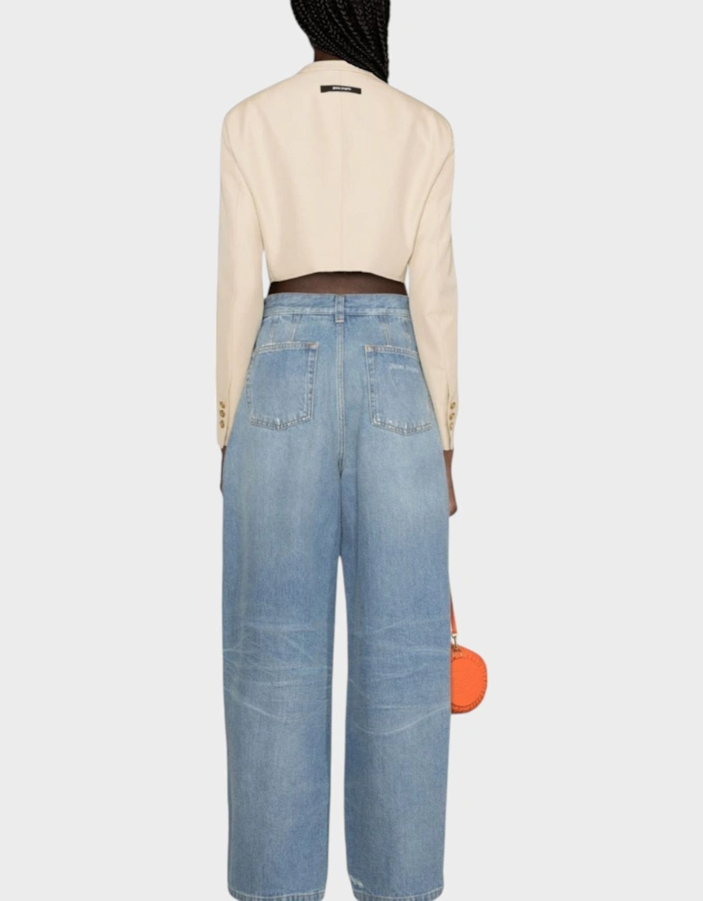 Buttons Cropped Blazer Beige