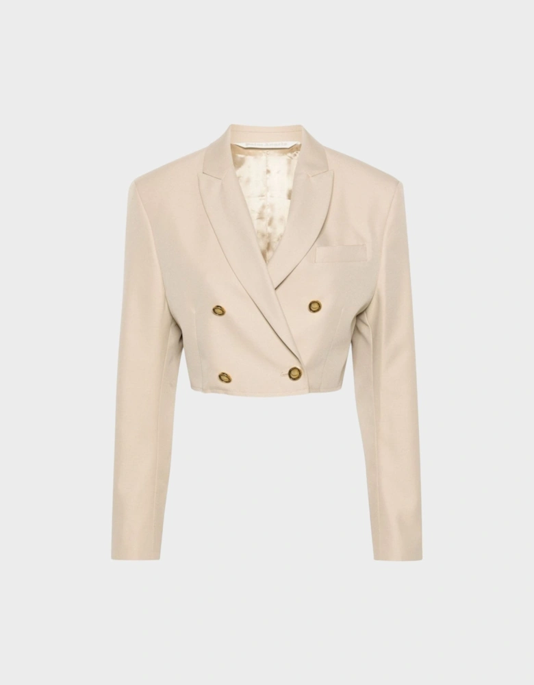 Buttons Cropped Blazer Beige