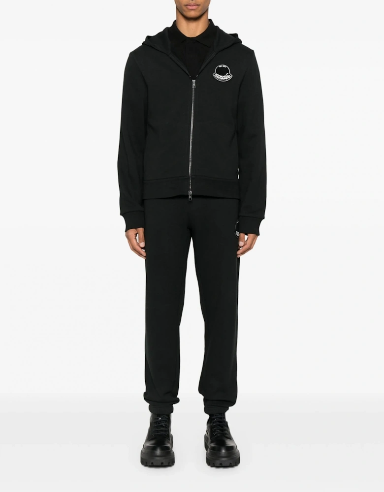 Zip Through Logo Hoodie Black