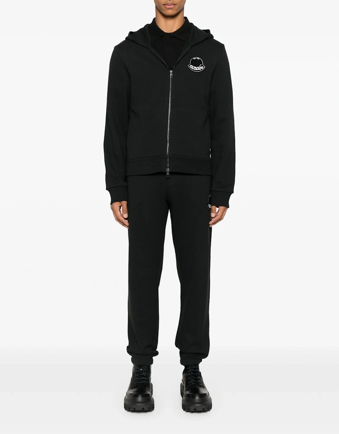Zip Through Logo Hoodie Black