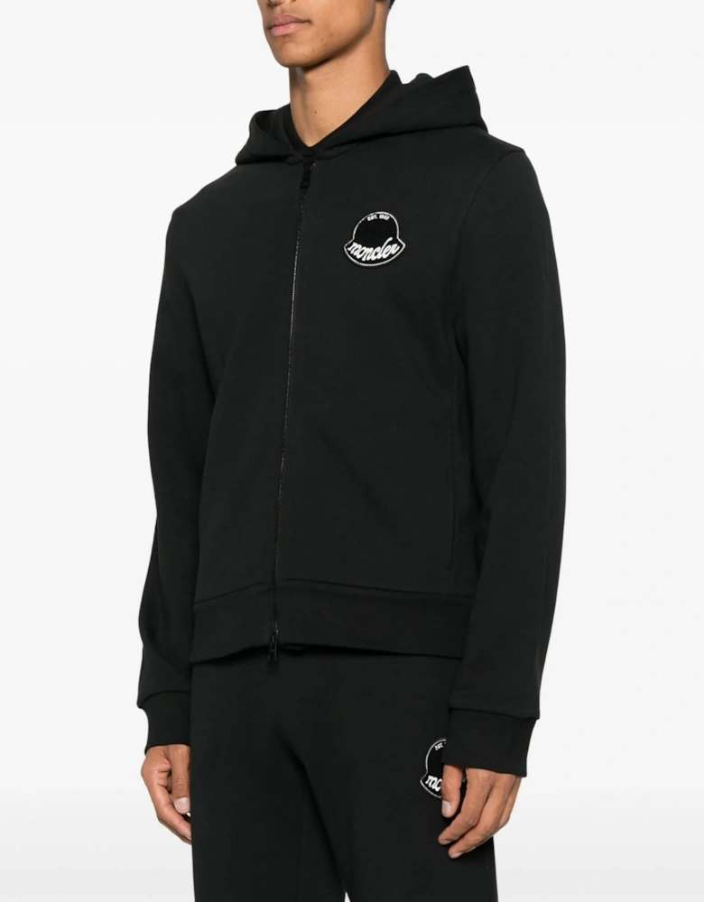 Zip Through Logo Hoodie Black