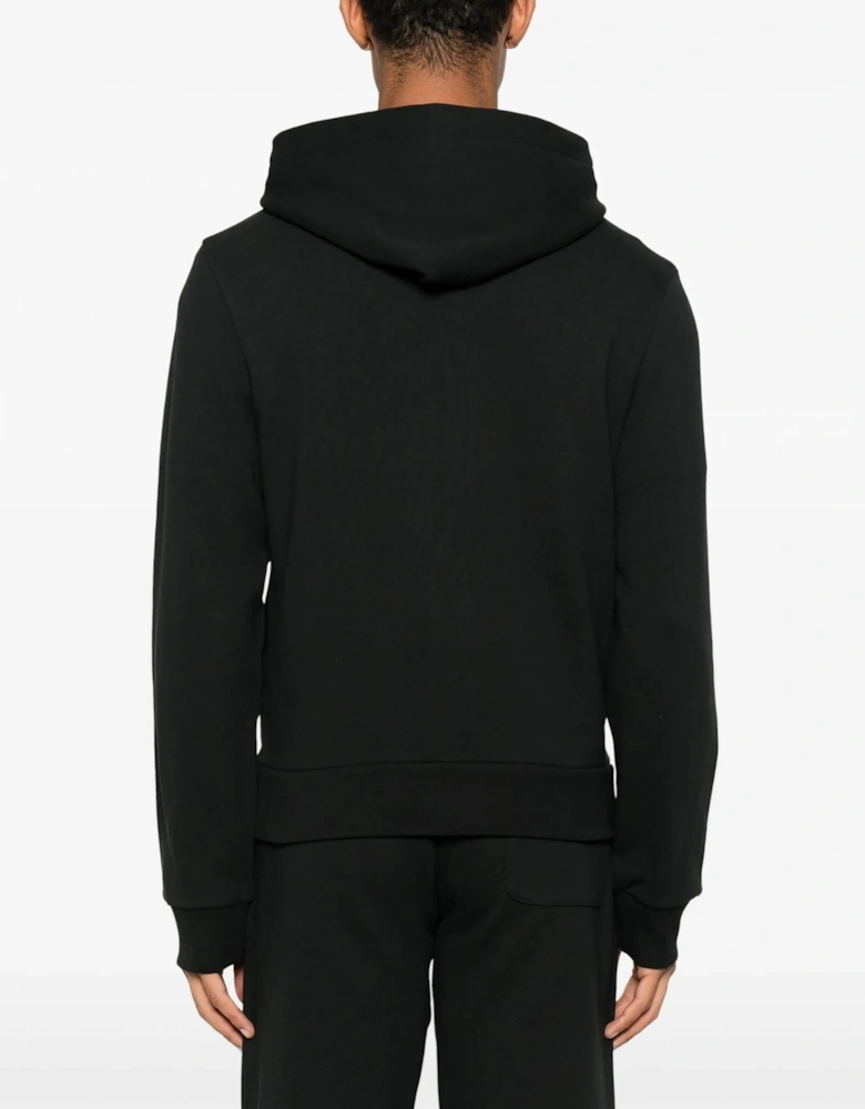 Zip Through Logo Hoodie Black