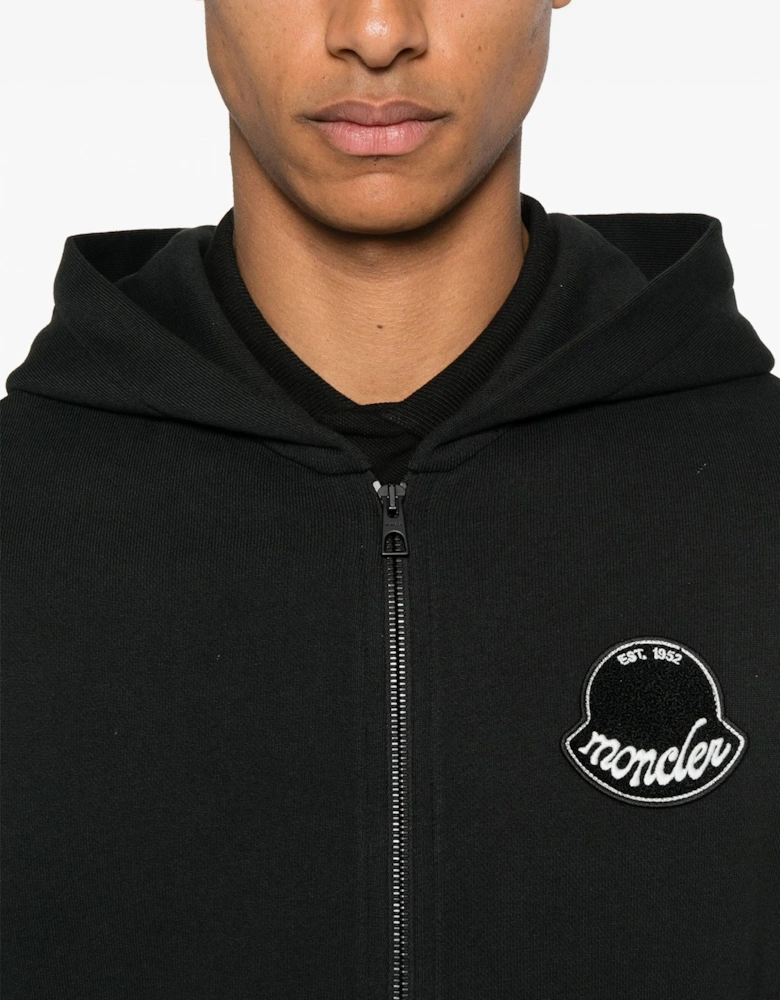 Zip Through Logo Hoodie Black