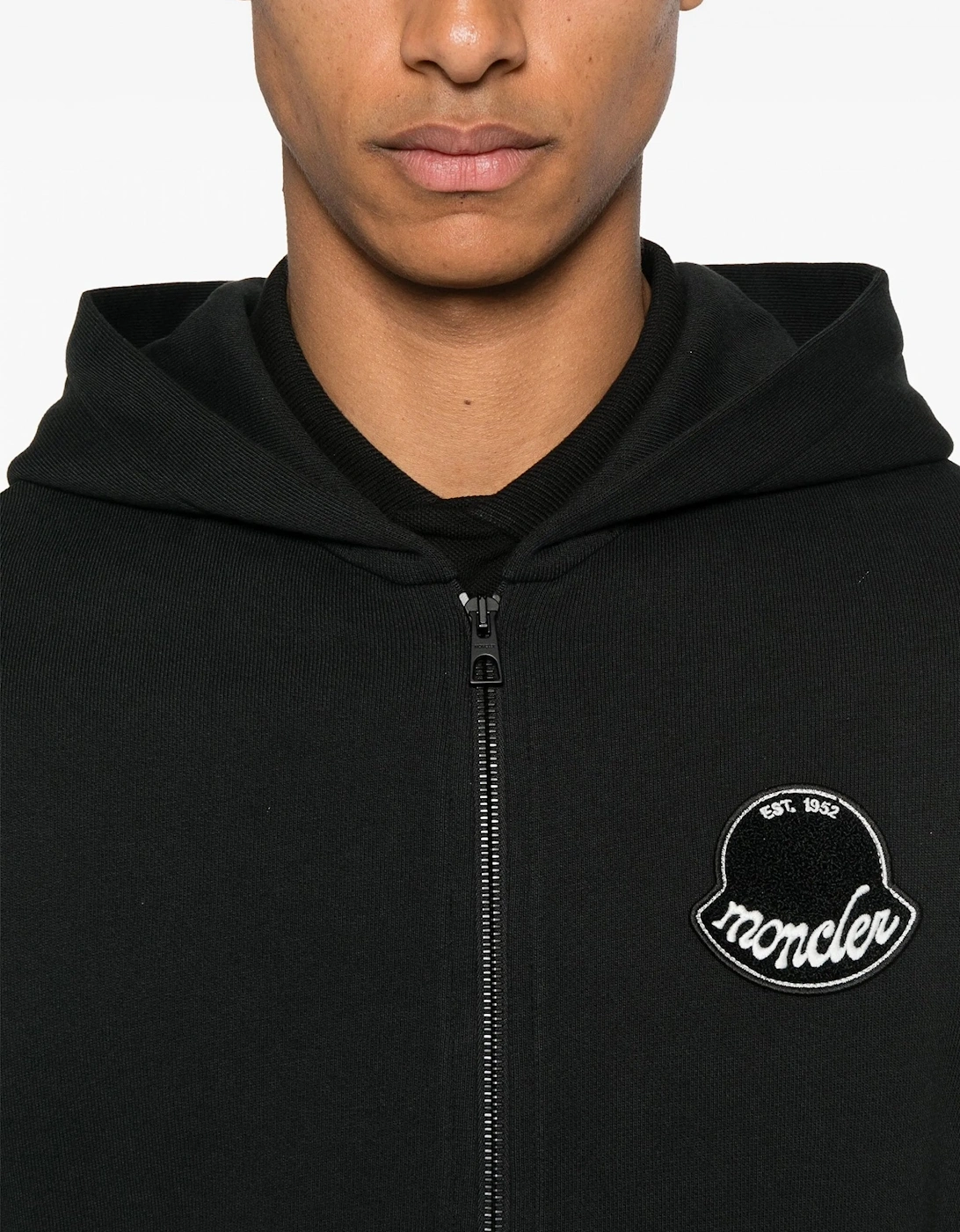 Zip Through Logo Hoodie Black