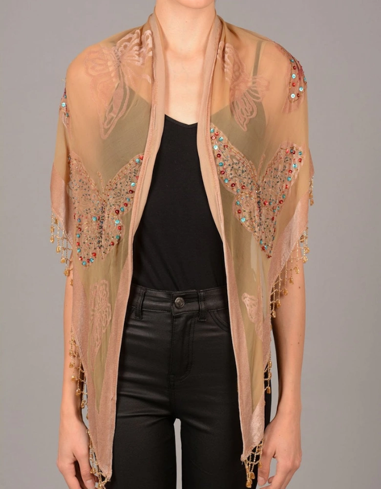 Silk Chiffon and Vintage Inspired Lace Shawl