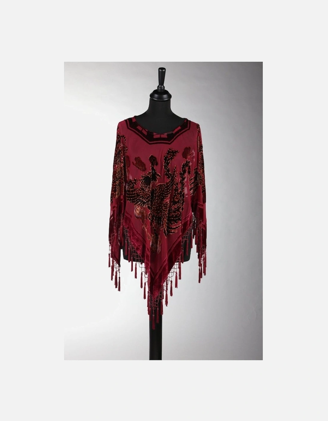 Red Vintage Devore Poncho, 2 of 1