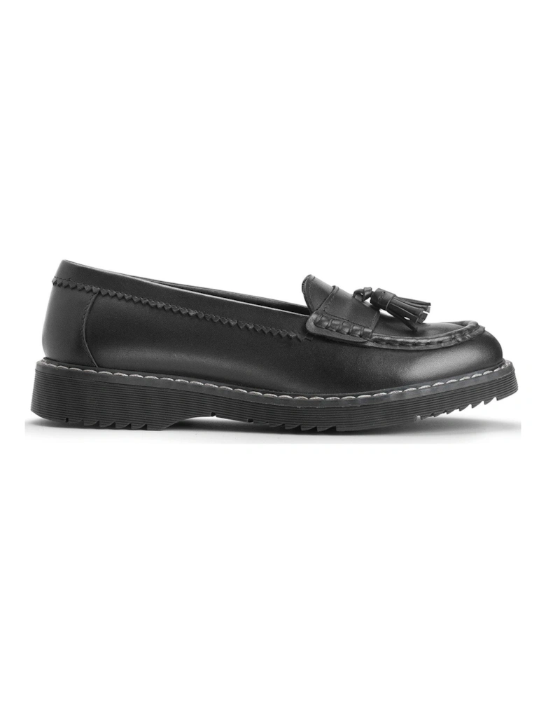 Infinity Girls Chunky Sole Black Leather Loafer School Shoes
