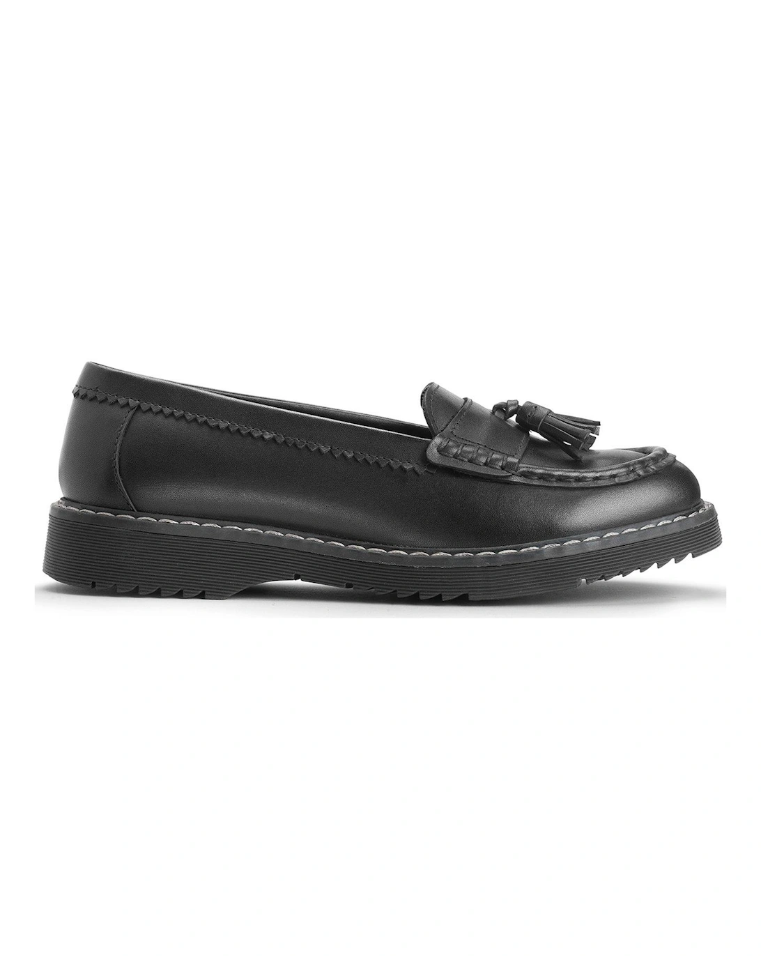 Infinity Girls Chunky Sole Black Leather Loafer School Shoes