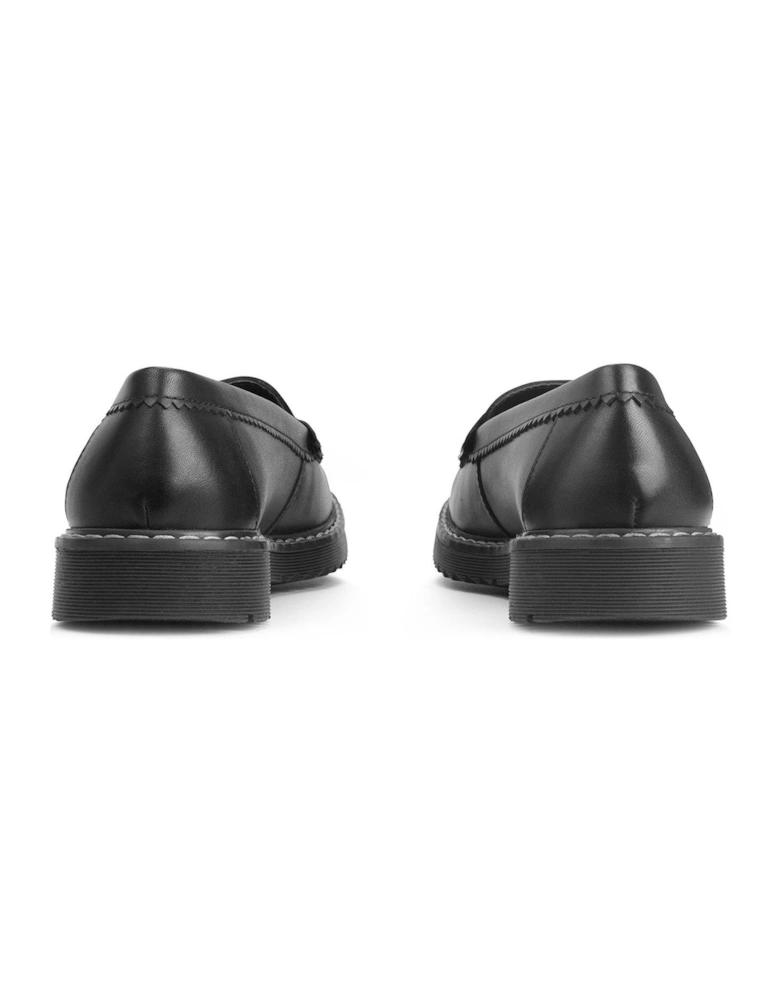 Infinity Girls Chunky Sole Black Leather Loafer School Shoes