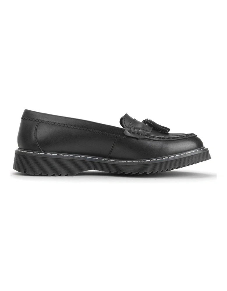 Infinity Girls Chunky Sole Black Leather Loafer School Shoes