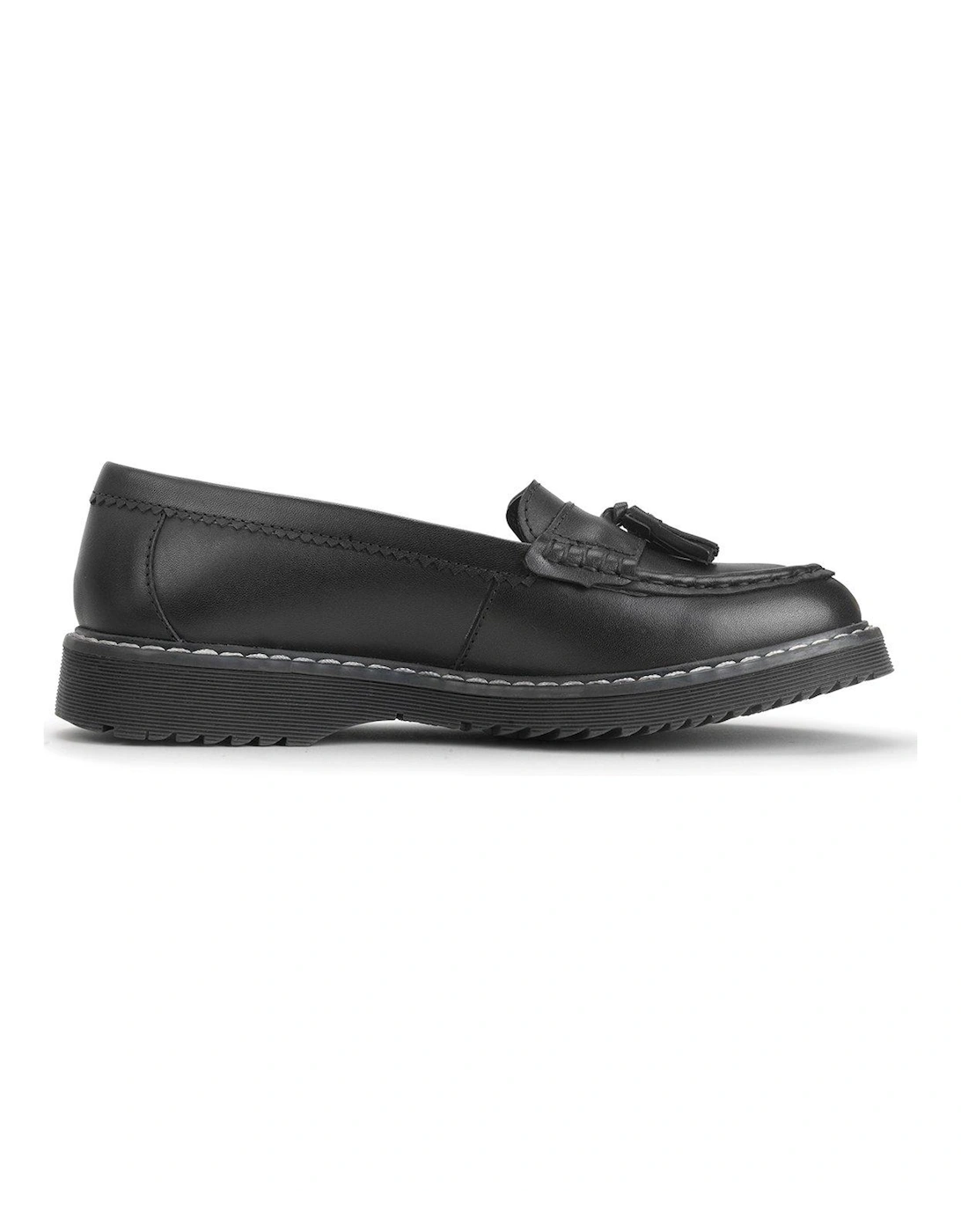Infinity Girls Chunky Sole Black Leather Loafer School Shoes