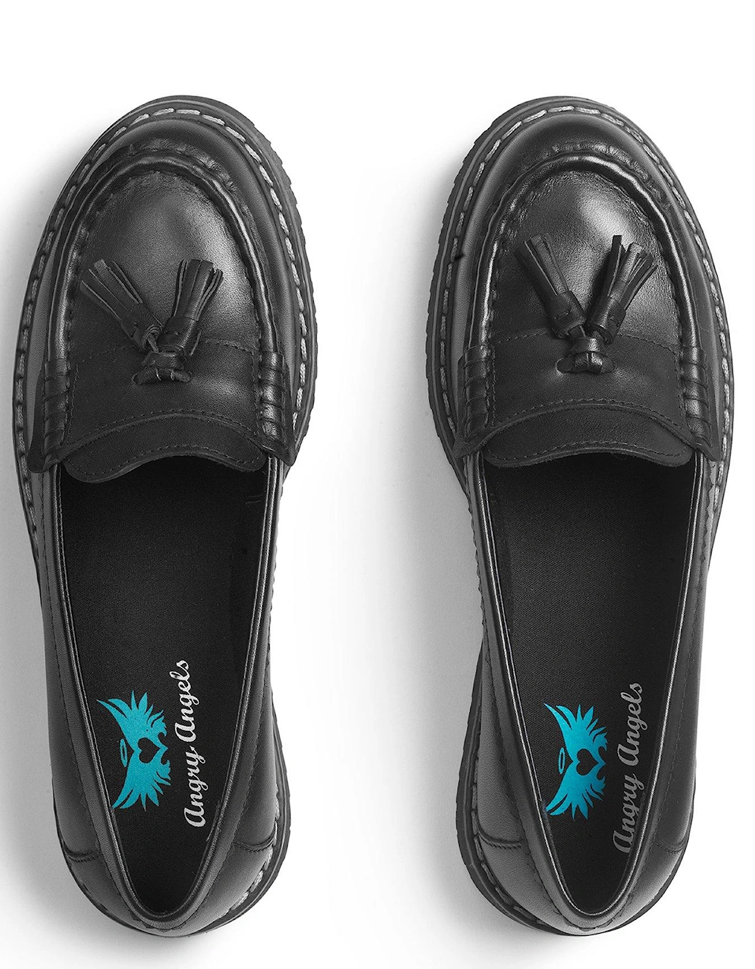 Infinity Girls Chunky Sole Black Leather Loafer School Shoes