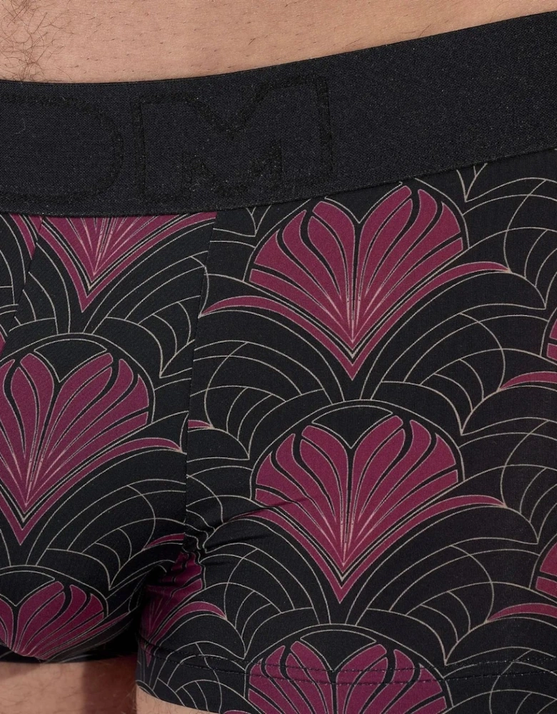 Temptation Carlyle Floral Hearts Print Boxer Trunk, Black/bordeaux