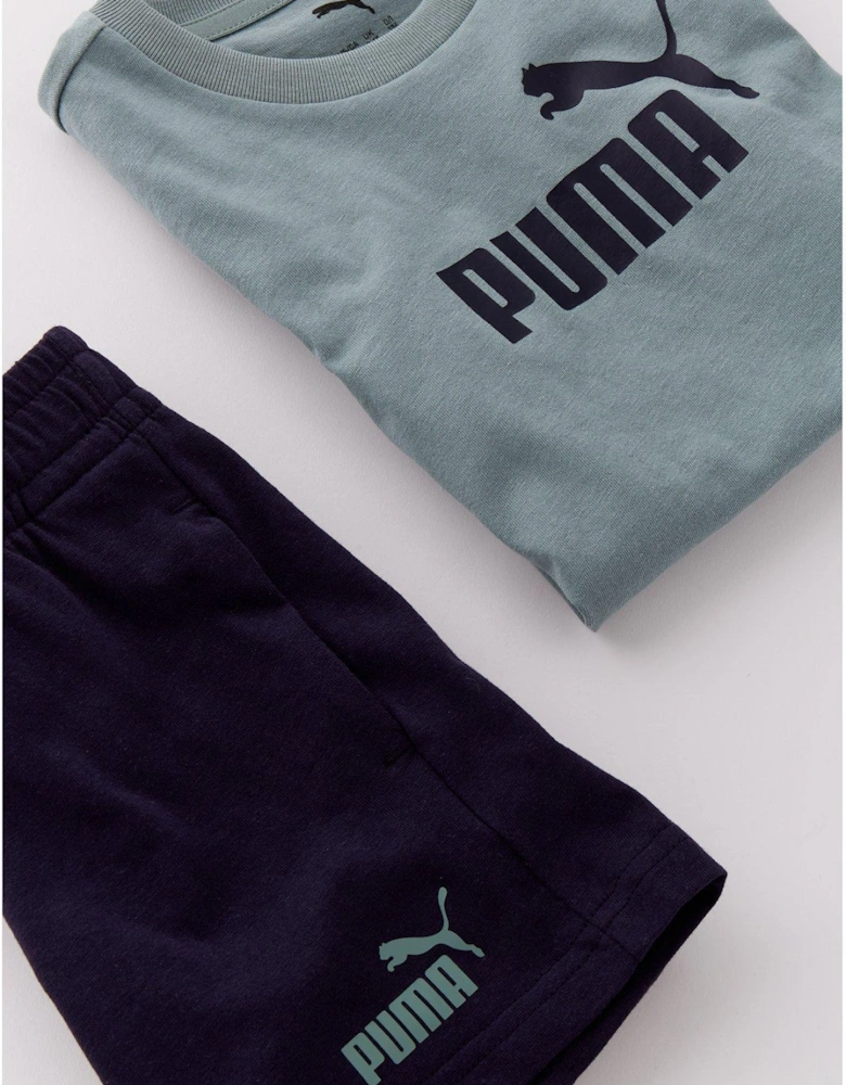Kids Unisex T-Shirt And Short Set - Green Moon/New Navy