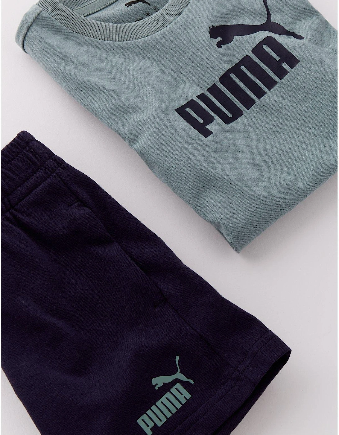 Kids Unisex T-Shirt And Short Set - Green Moon/New Navy