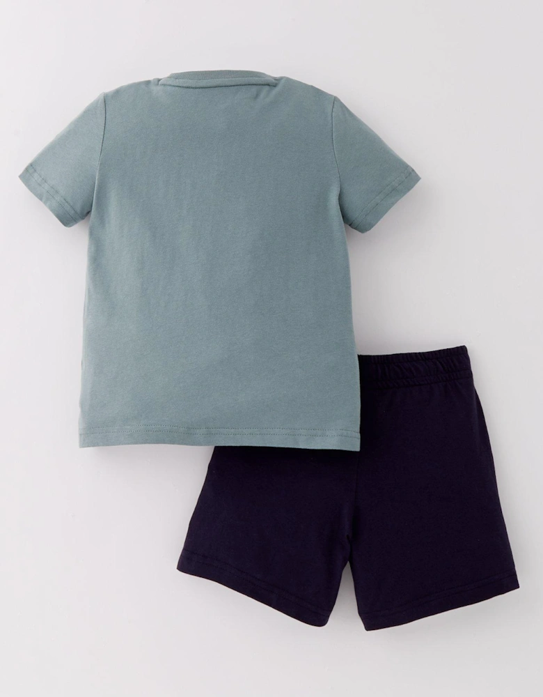 Kids Unisex T-Shirt And Short Set - Green Moon/New Navy