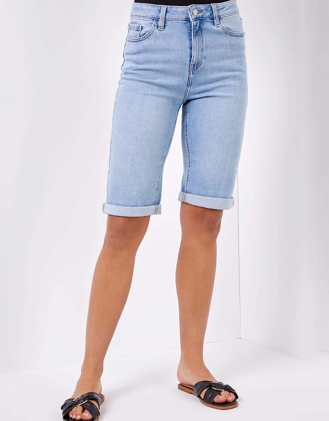Essential Stretch Knee Length Shorts - Blue, 2 of 1