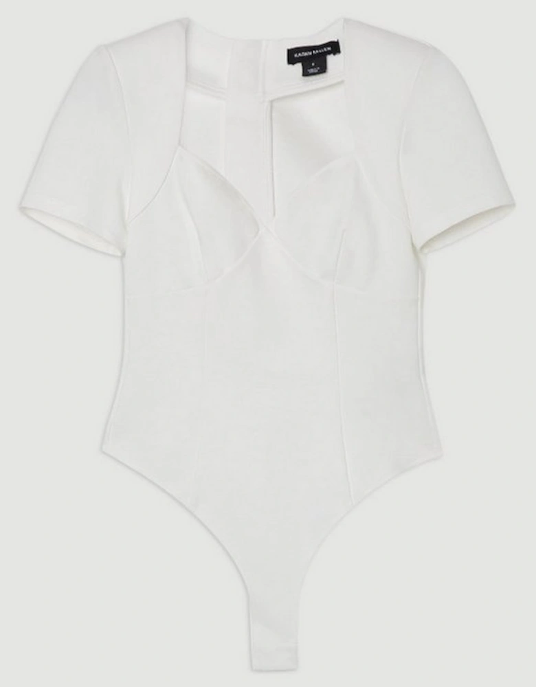 Ponte Short Sleeve Sweetheart Neckline Bodysuit