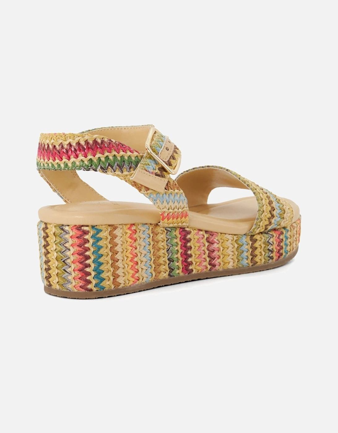 Lazer Multi Raffia Flatform Sandals