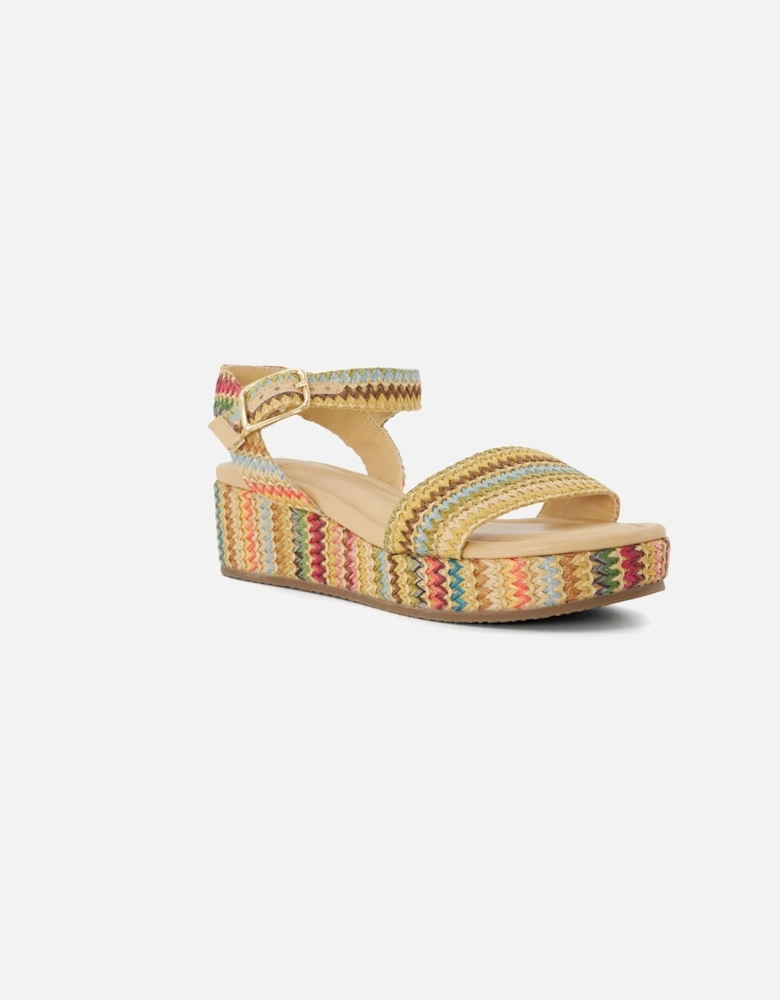 Lazer Multi Raffia Flatform Sandals