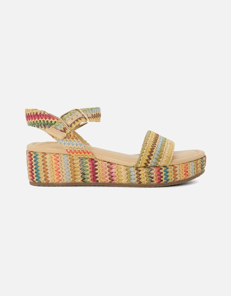 Lazer Multi Raffia Flatform Sandals