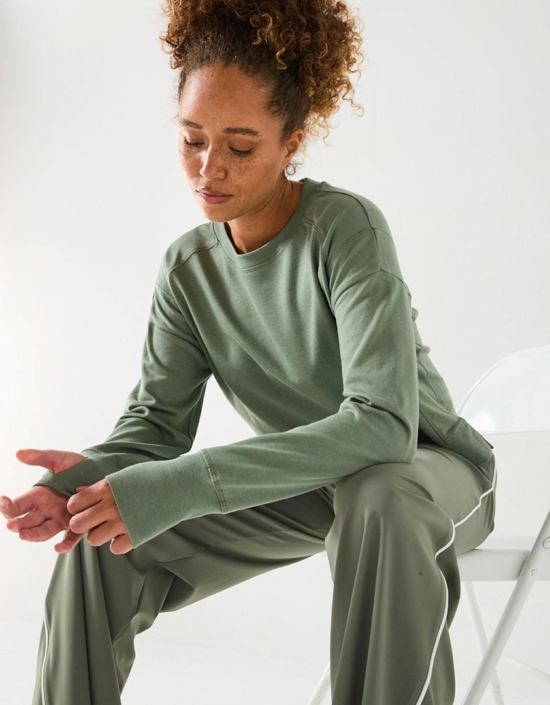 Womens Training After Class Crop Sweatshirt - Green