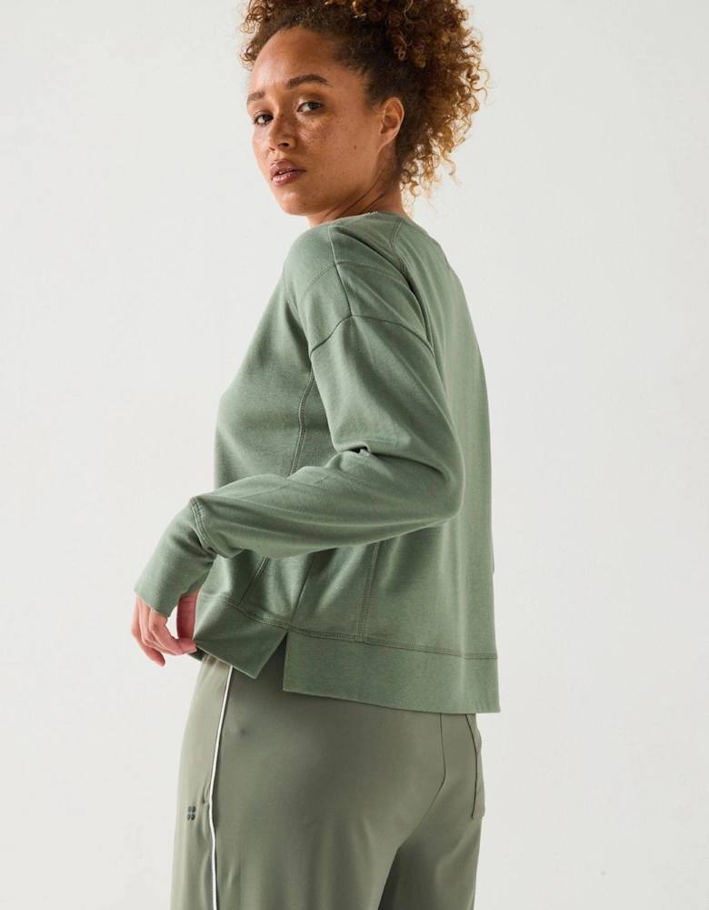 Womens Training After Class Crop Sweatshirt - Green