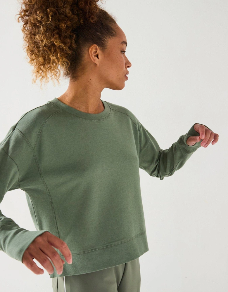 Womens Training After Class Crop Sweatshirt - Green