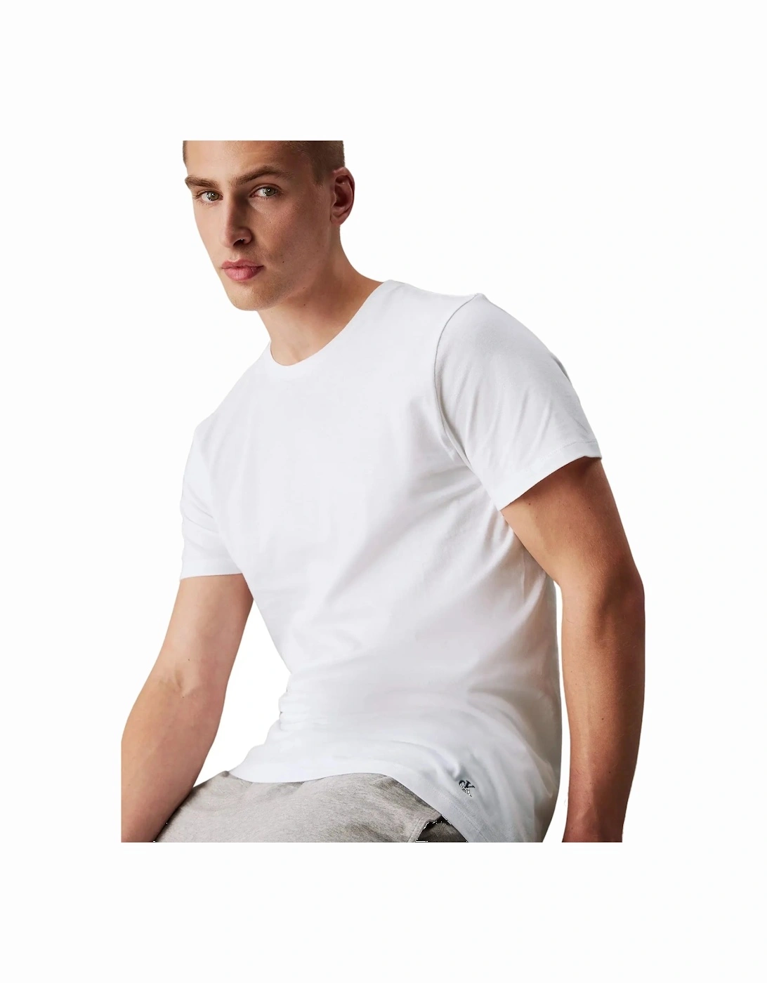 3-Pack Hem Logo Crew-Neck T-Shirts, All White