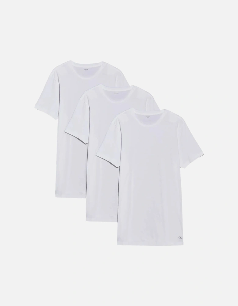 3-Pack Hem Logo Crew-Neck T-Shirts, All White