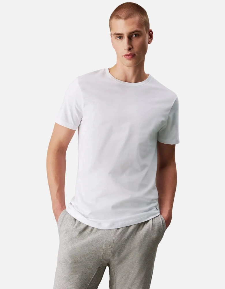 3-Pack Hem Logo Crew-Neck T-Shirts, All White