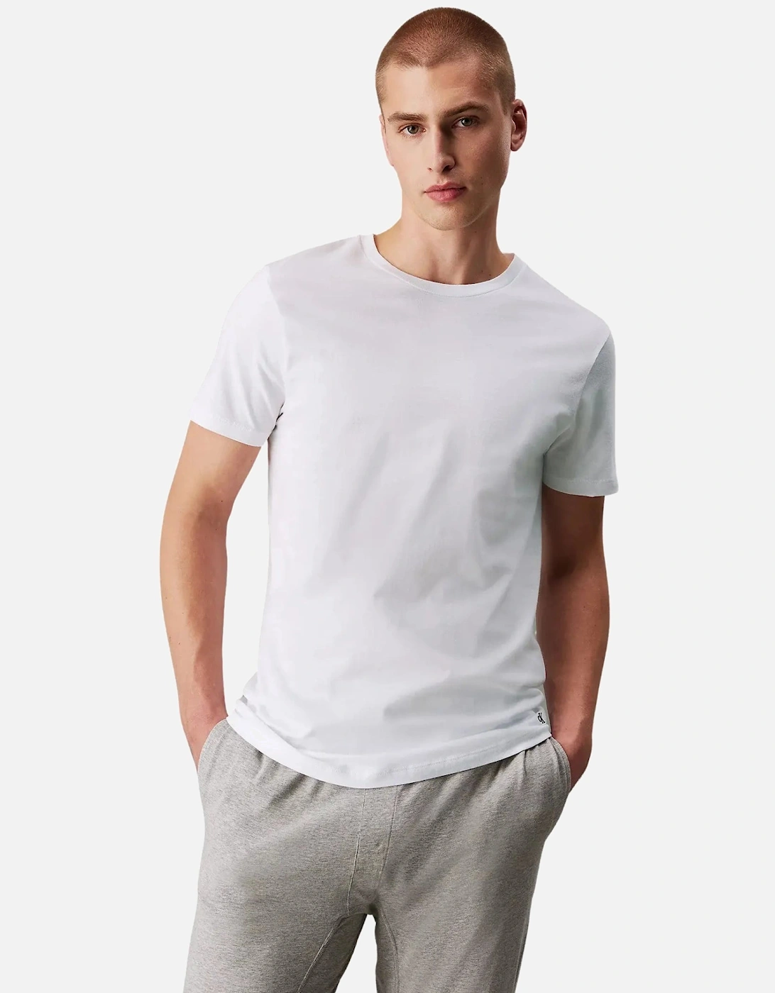 3-Pack Hem Logo Crew-Neck T-Shirts, All White