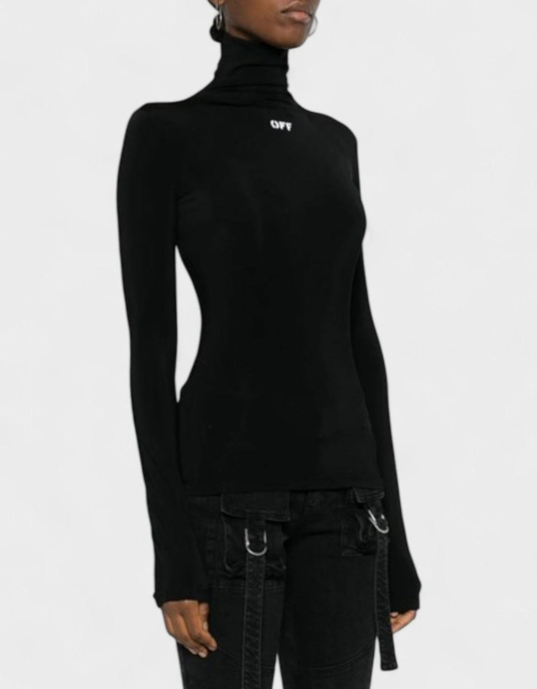Off Stamp Skin Long Sleeve Turtleneck Black