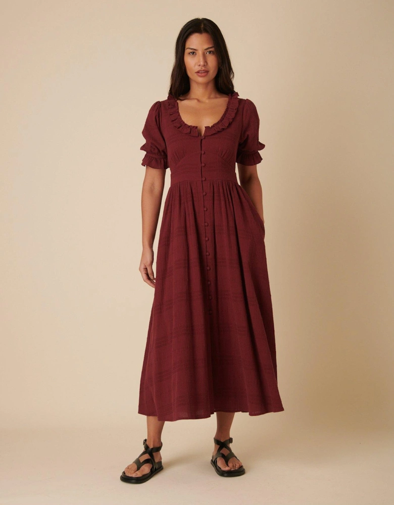 Flossie Midaxi Dress Plain - Burgundy - Red