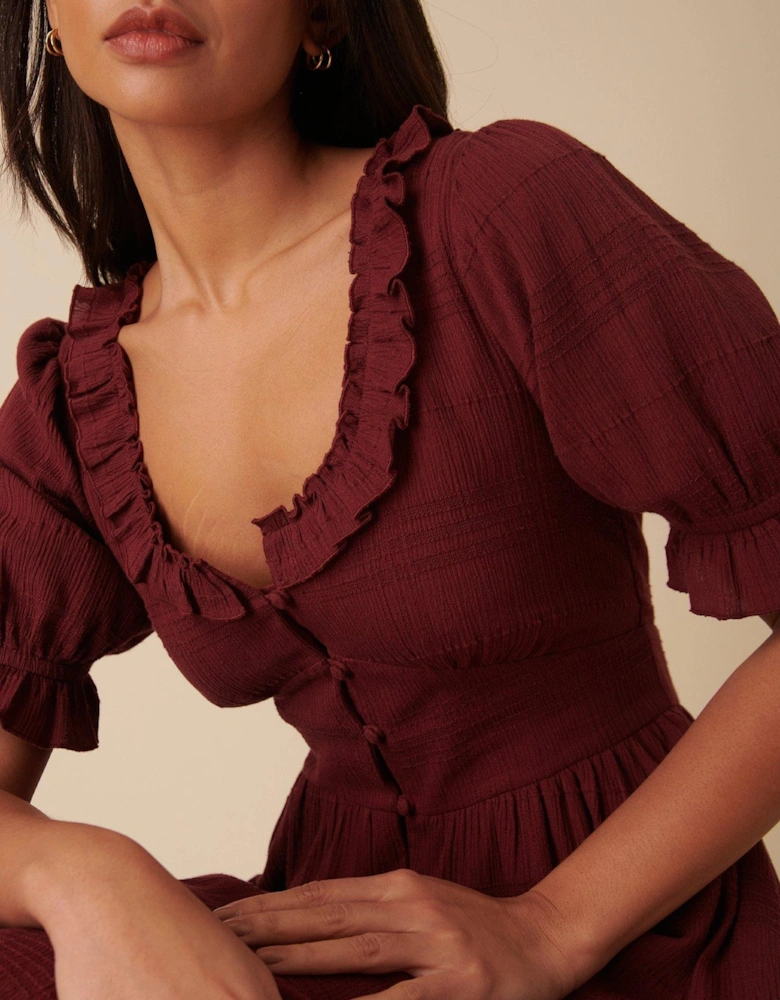 Flossie Midaxi Dress Plain - Burgundy - Red
