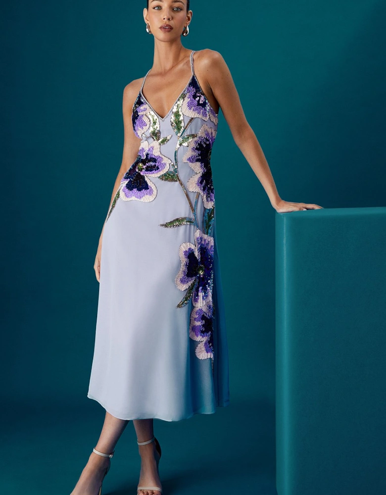 Muse Sequin Strappy Embellished Midi Dress