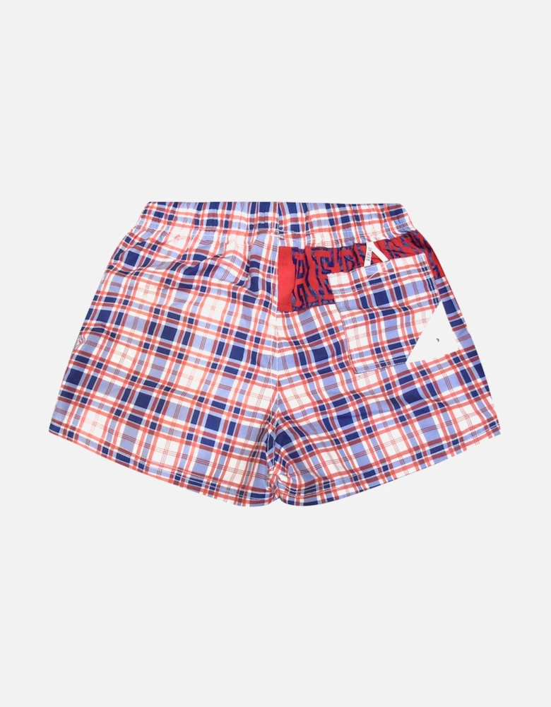 Red Checkered Swim Shorts