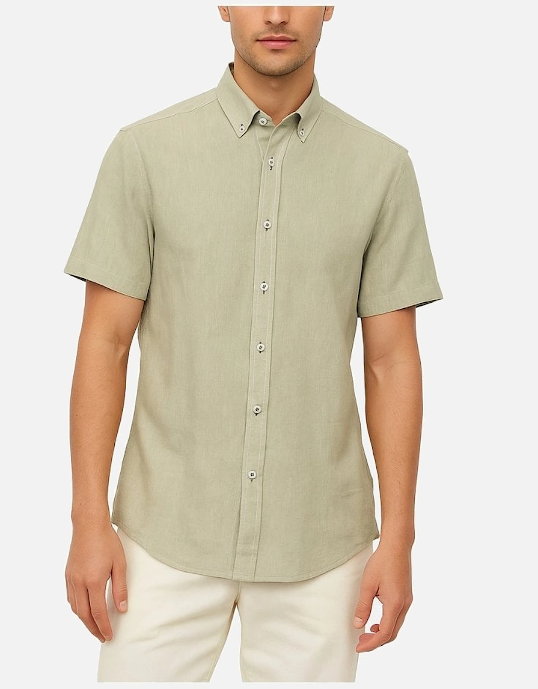 Linen Short Sleeve Shirt Light Green, 2 of 1