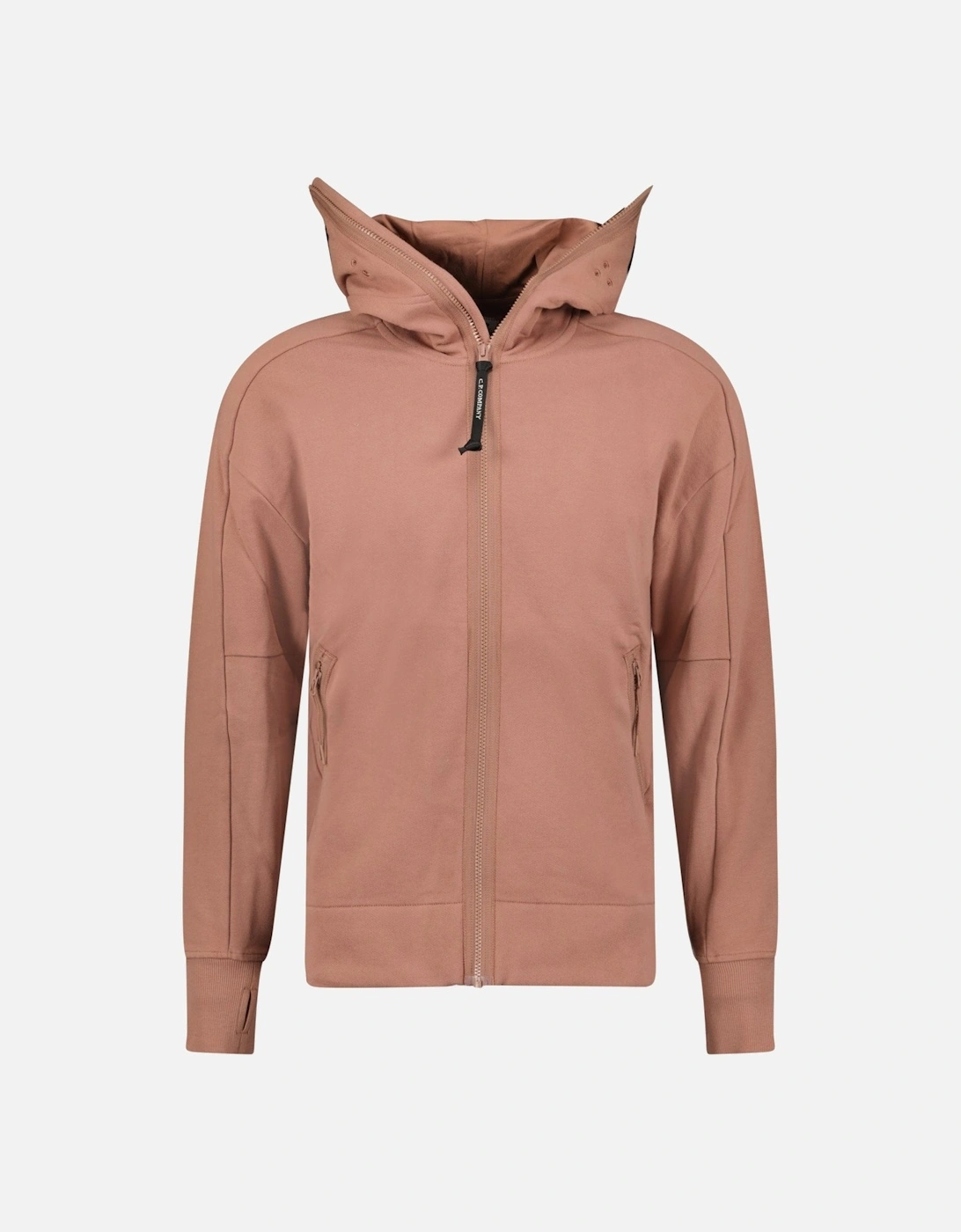 Hooded Explorer Goggle Zip Up Sweatshirt Light Brown