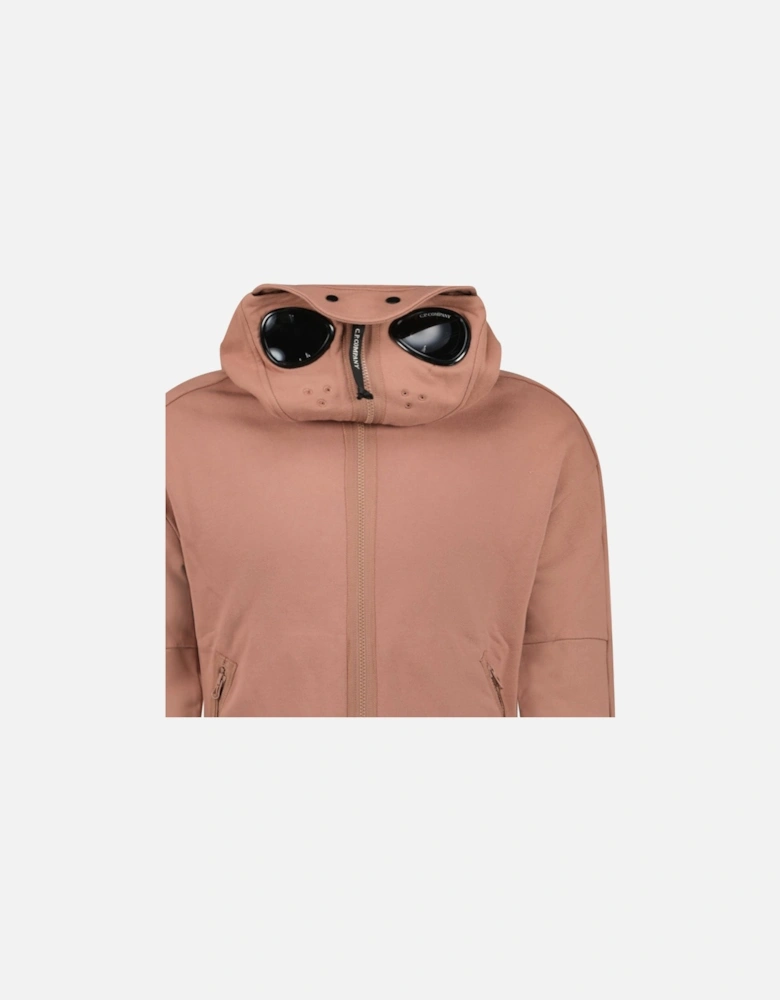 Hooded Explorer Goggle Zip Up Sweatshirt Light Brown