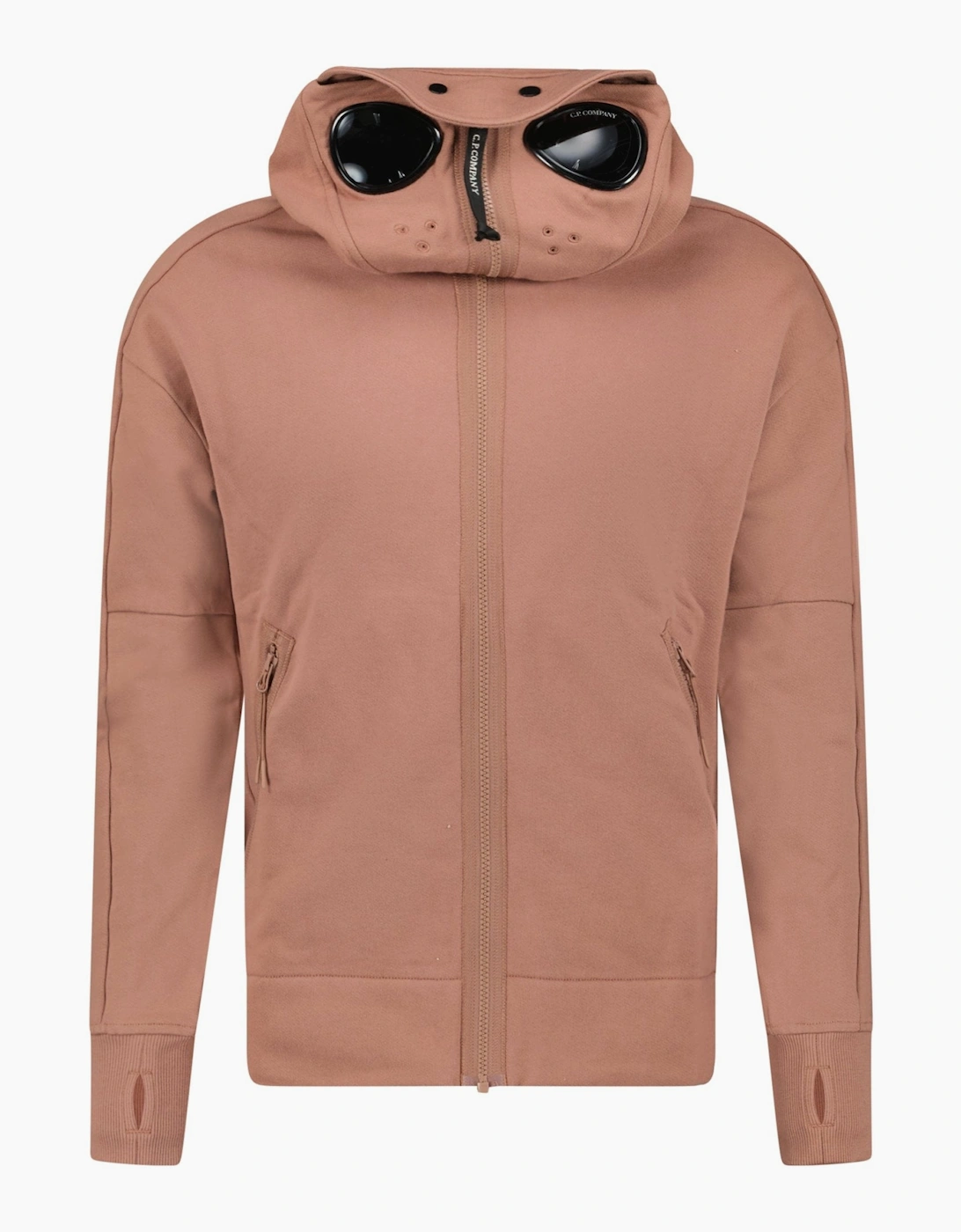 CP Company Men's CP Company Hooded Explorer Goggle Zip Up Sweatshirt Light Brown