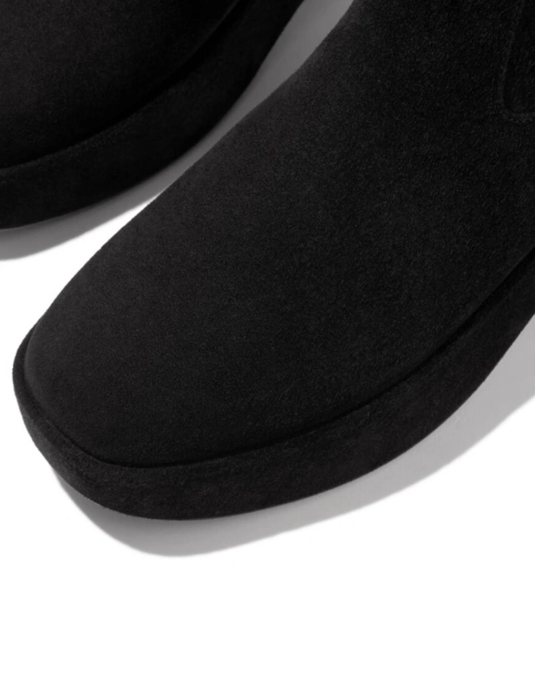 Women's F-Luma Stretch Suede Demi-Wedge Mid-Calf Boots All Black