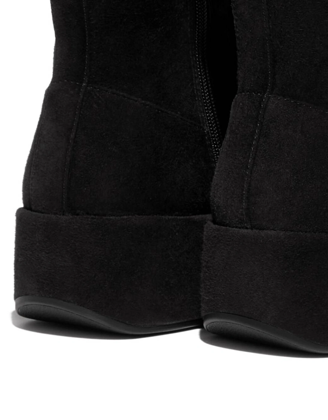 Women's F-Luma Stretch Suede Demi-Wedge Mid-Calf Boots All Black