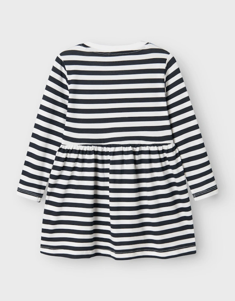 Mini Girl's Vivia Long Sleeve Dress Bright White/Dark Sapphire Stripes