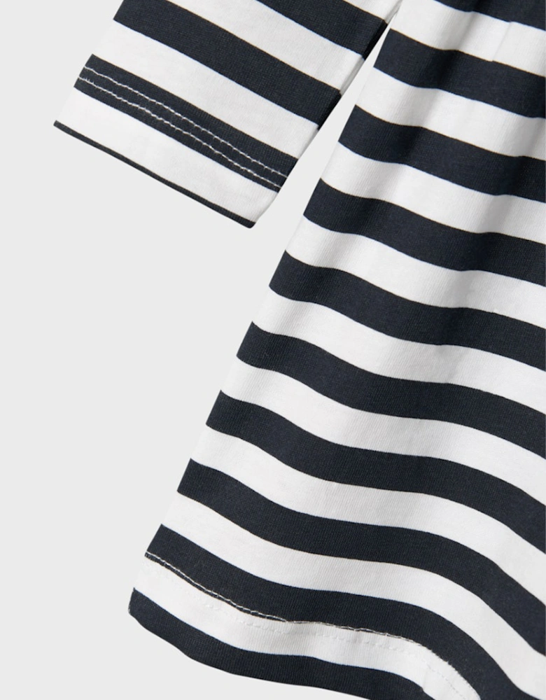 Mini Girl's Vivia Long Sleeve Dress Bright White/Dark Sapphire Stripes
