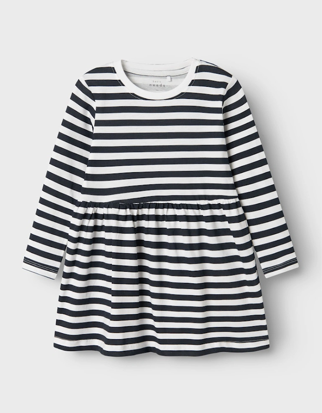 Mini Girl's Vivia Long Sleeve Dress Bright White/Dark Sapphire Stripes, 5 of 4